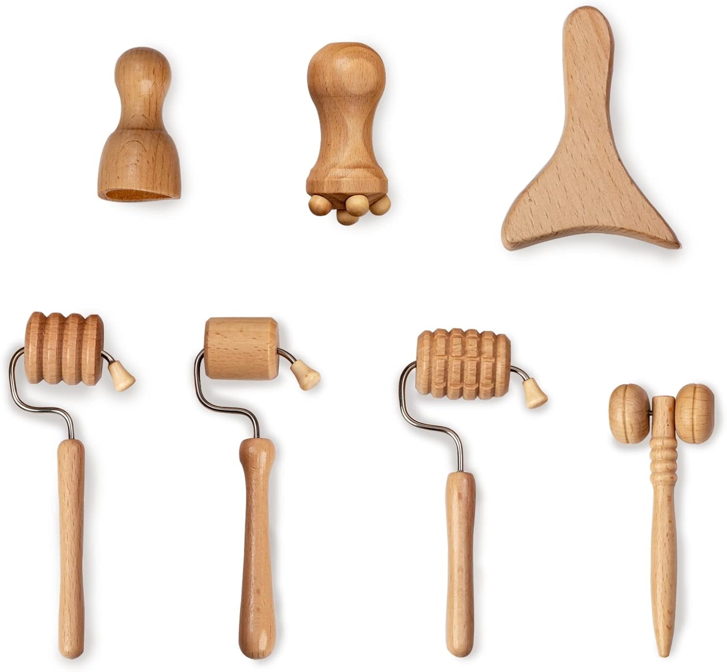 Wood Facial Therapy Kit, 7 Pcs Maderoterapia Facial Kit, Face Wood Therapy Set, Wooden Face Sculpting Set- Aging Wrinkles, Puffiness Facial Skin Massager